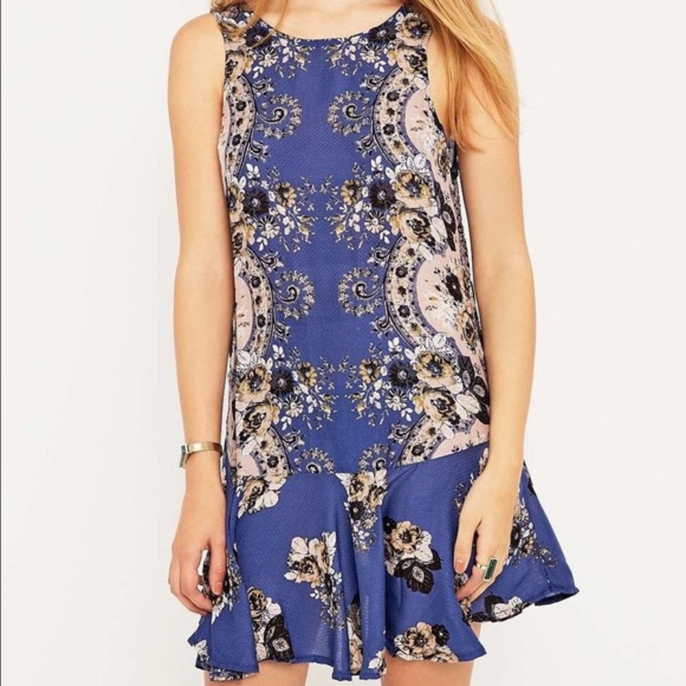 FREE PEOPLE blue paisley slip dress